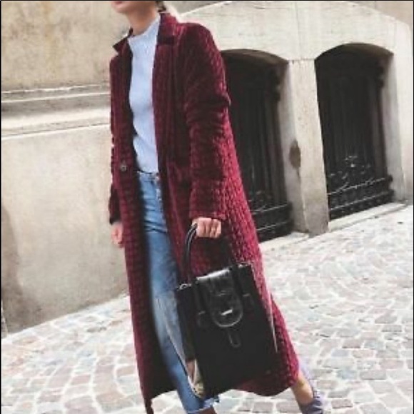 ISO Zara Burgundy Quilted Velvet Coat - Picture 2 of 2